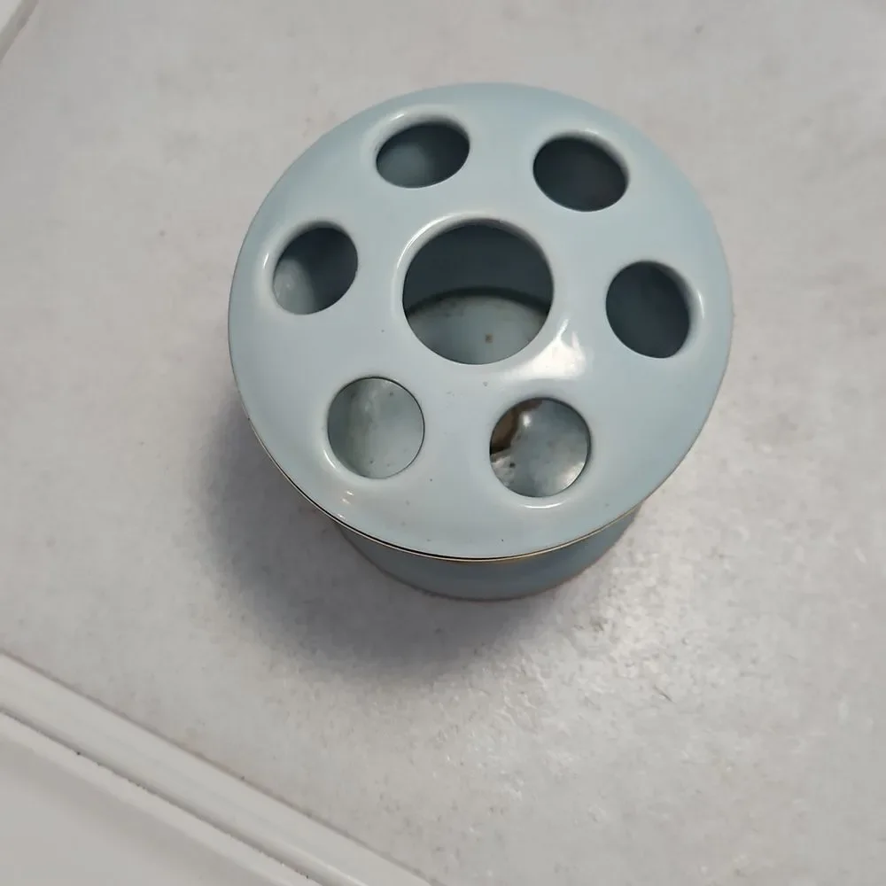 Ceramic Baby Blue With Gold Rim Toothbrush Holder